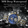 POEDAGAR 1408 Skeleton Automatic Two-Tone Men's Watch