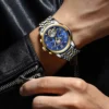 POEDAGAR 1408 Skeleton Automatic Two-Tone Men's Watch