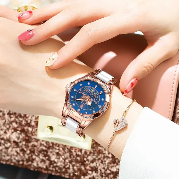POEDAGAR 362 Elegant Ceramic Bracelet Women's Watch