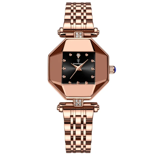 POEDAGAR 368 Elegant Octagonal Watch with Diamond Accents