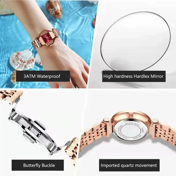 POEDAGAR 368 Elegant Octagonal Watch with Diamond Accents