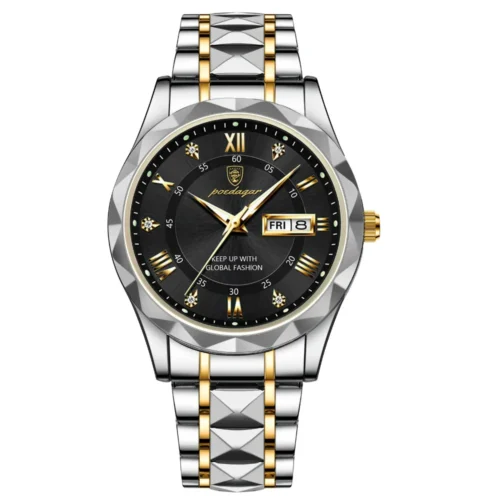 POEDAGAR 615 Modern Two-Tone Stainless Steel Men's Watch