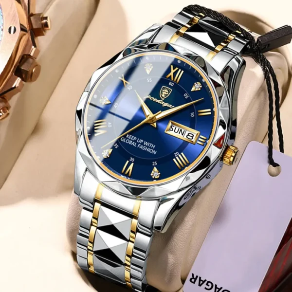 POEDAGAR 615 Modern Two-Tone Stainless Steel Men's Watch