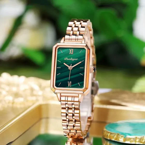 POEDAGAR 622 Unique Octagonal Jade Green Dial Watch