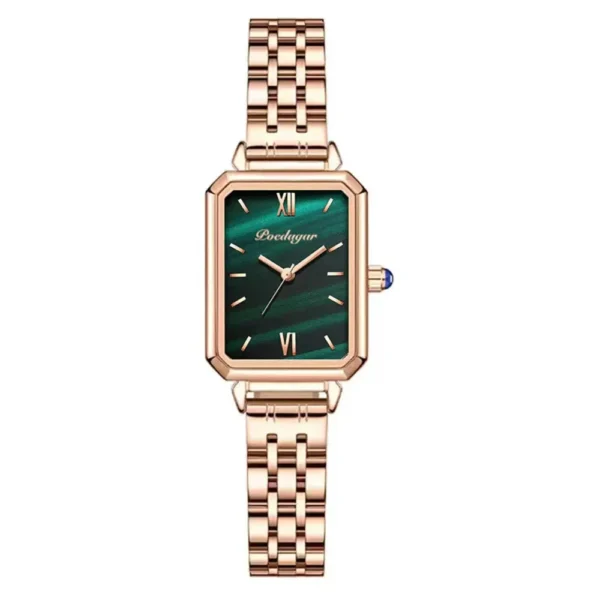 POEDAGAR 622 Unique Octagonal Jade Green Dial Watch