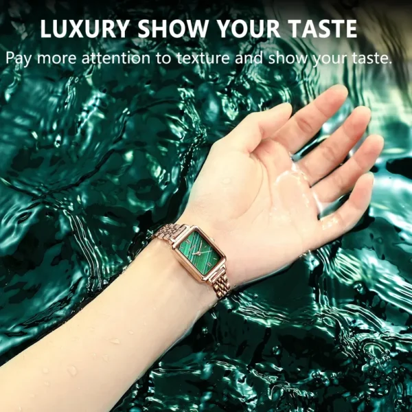 POEDAGAR 622 Unique Octagonal Jade Green Dial Watch