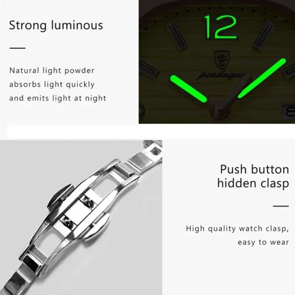 POEDAGAR 708 Minimalist Women's Square Watch