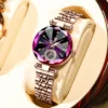 POEDAGAR 719 Women's Faceted Watch with Diamond Accent