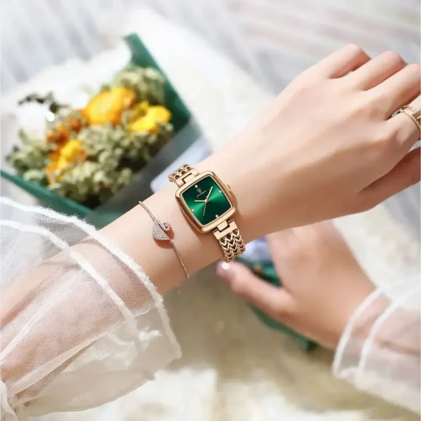 POEDAGAR 768 Rose Gold Watch with Diamond Accents