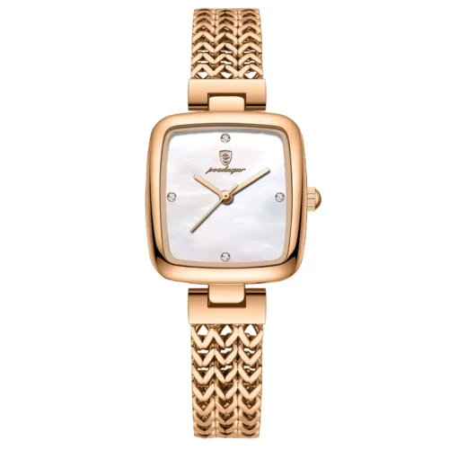 POEDAGAR 768 Rose Gold Watch with Diamond Accents