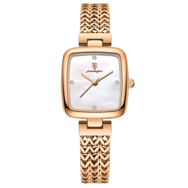 POEDAGAR 768 Rose Gold Watch with Diamond Accents