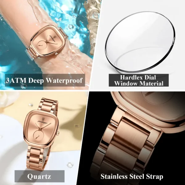 POEDAGAR 783 Elegant Curved Square Women's Watch