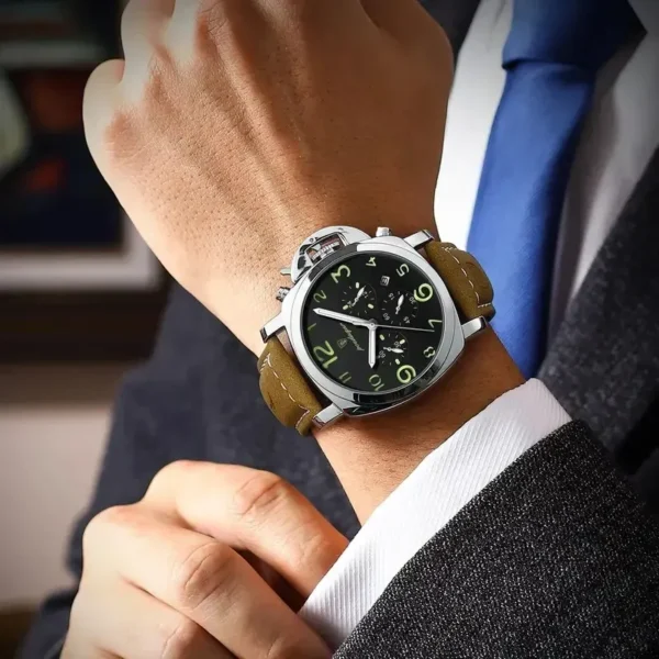 POEDAGAR-859-Mens-Leather-Strap-Watch.webp POEDAGAR 859 Sporty Chronograph Leather Strap Watch