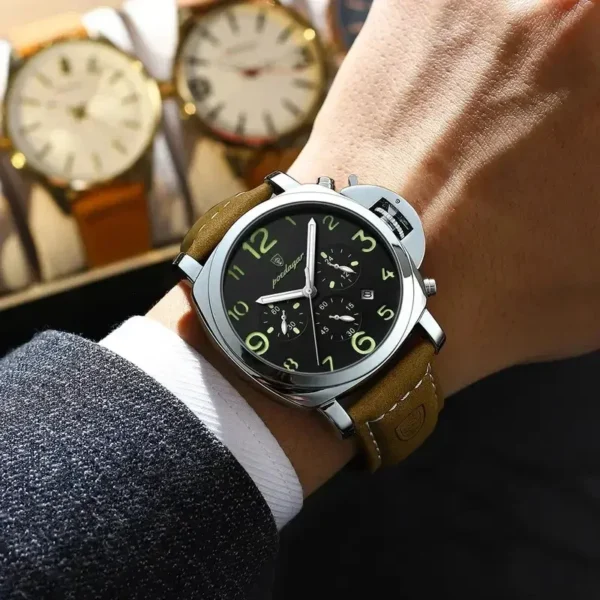 POEDAGAR-859-Sporty-Chronograph-Watch.webp POEDAGAR 859 Sporty Chronograph Leather Strap Watch
