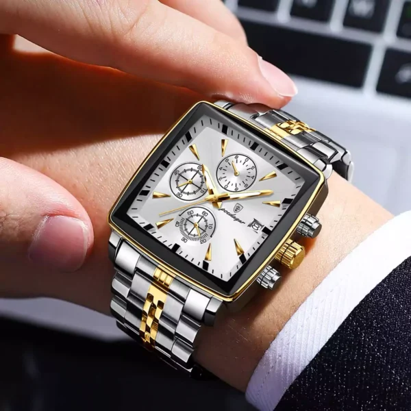 POEDAGAR 866 Chronograph Square Men's Watch