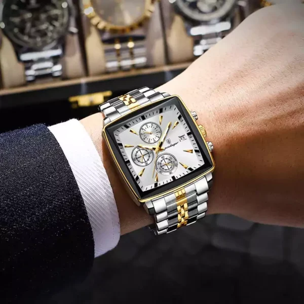 POEDAGAR 866 Chronograph Square Men's Watch