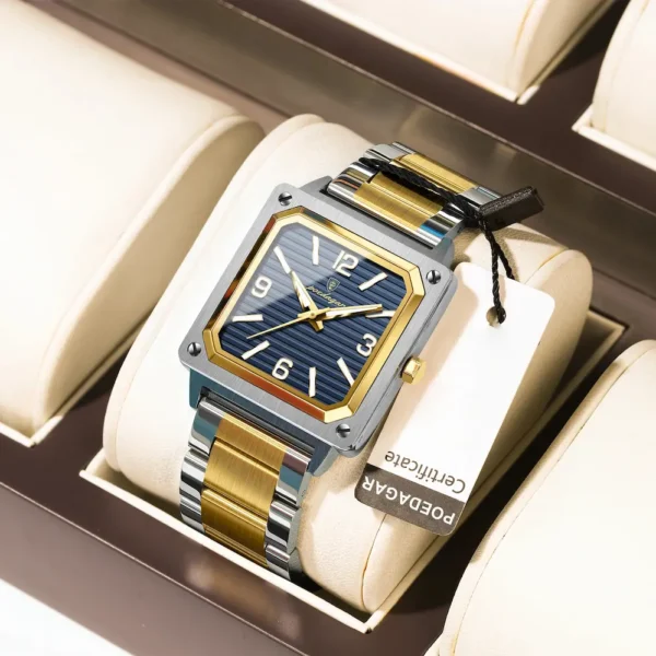 POEDAGAR 870 Modern Square Luminous Men's Watch