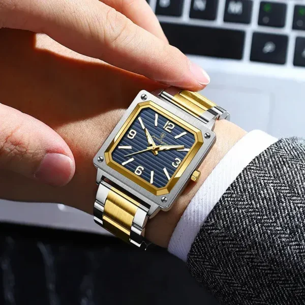 POEDAGAR 870 Modern Square Luminous Men's Watch