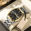 POEDAGAR 958 Tonneau Stainless Steel Men's Watch