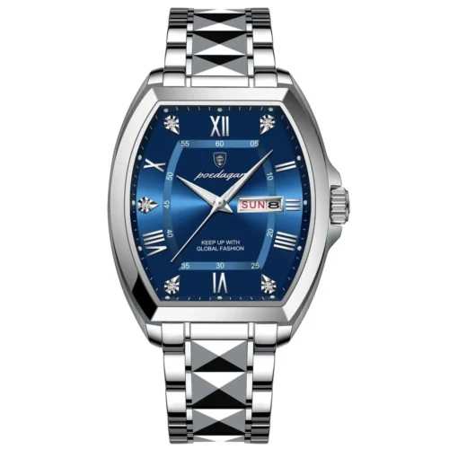 POEDAGAR 958 Tonneau Stainless Steel Men's Watch