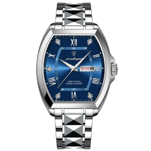 POEDAGAR 958 Tonneau Stainless Steel Men's Watch