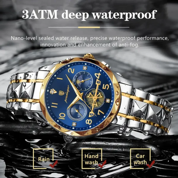 POEDAGAR 972 Men's Stainless Steel Analog Watch