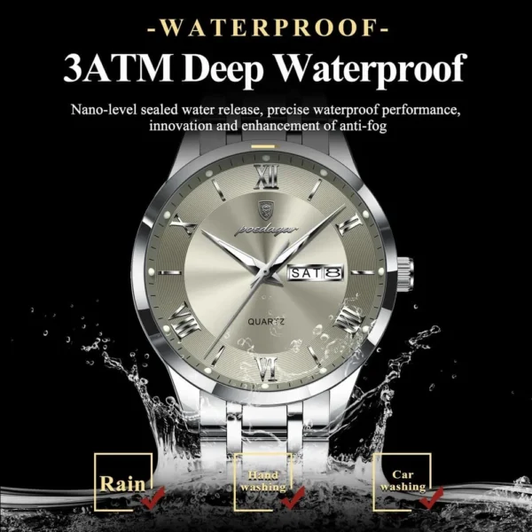 POEDAGAR 978 Men's Two-Tone Watch with Date and Day Display