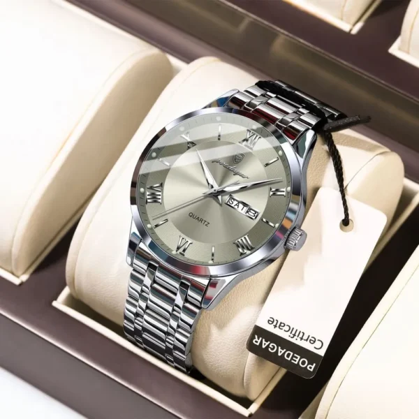 POEDAGAR 978 Men's Two-Tone Watch with Date and Day Display