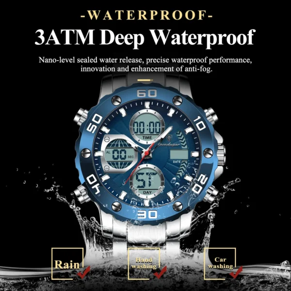 POEDAGAR E102 Analog Digital Luminous Men's Casual Watch