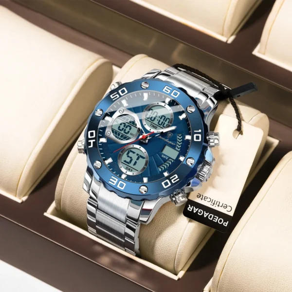POEDAGAR E102 Analog Digital Luminous Men's Casual Watch